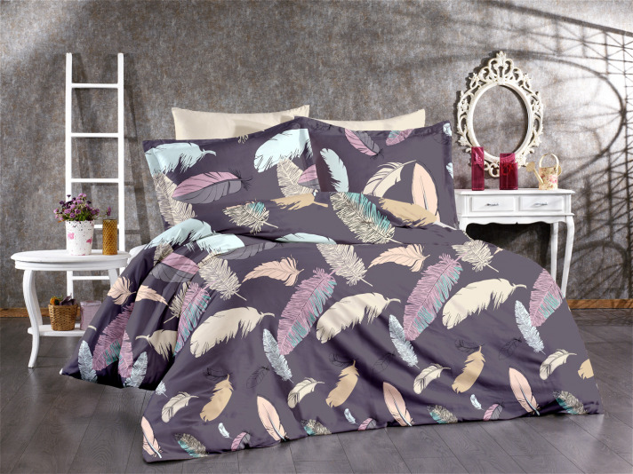 Duvet Cover Set Satin Feathers