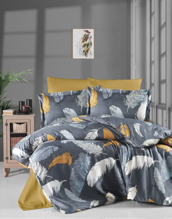 Duvet Cover Set Satin Feathers