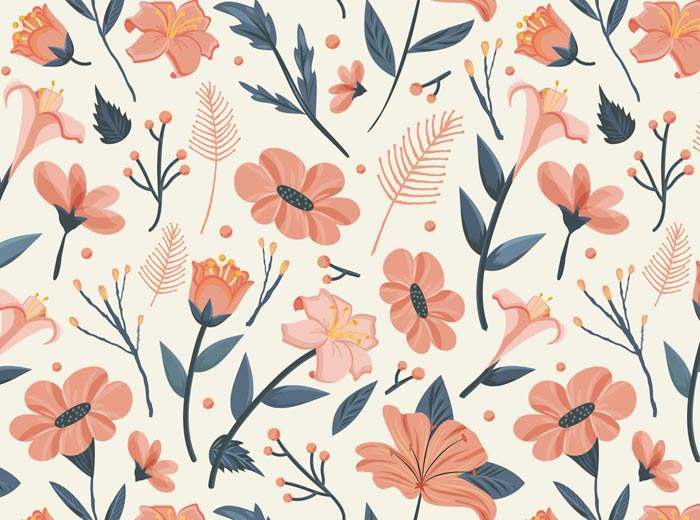 flowers textile fabrics pattern red orange green
